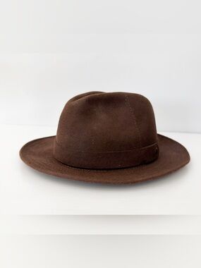 Stetson Brown Fur Felt Hat Fedora with Ivory Liner - 7 1/8